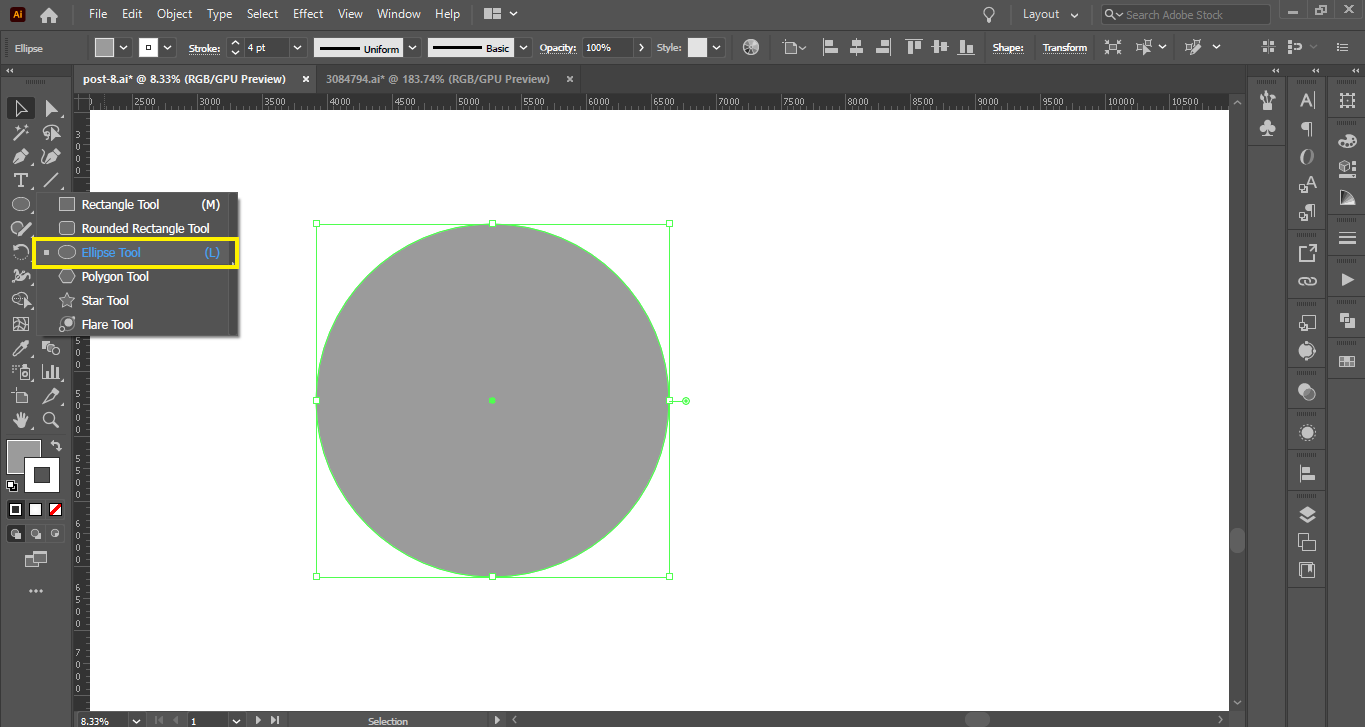 Membuat bentuk eclipse - Tutorial Membuat Bentuk Bola 3D Dengan Adobe Illustrator