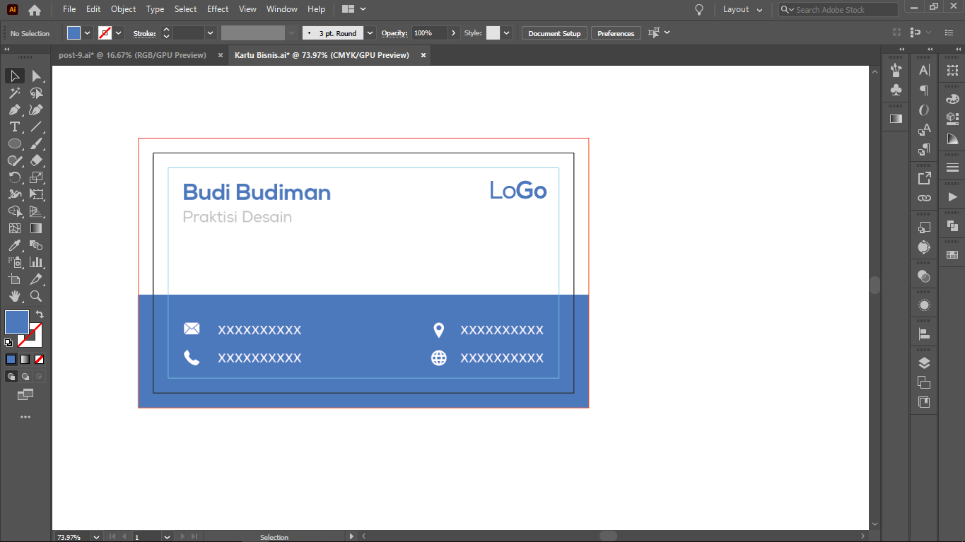 Mengisi Informasi Kartu Bisnis - Tutorial Cara Membuat Kartu Bisnis di Adobe Illustrator